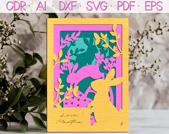 3D Easter Card SVG, Layered Bunny Design (Digital Download)