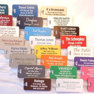 80 personalized custom engraved luggage tags 24 colors to choose from.
