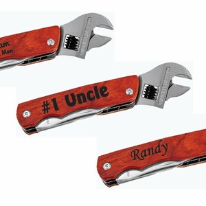 Personalized 6.5&quot; wrench multi-tool with wood handle/pouch: wedding favors groomsmen gift,best man gift, house warming, custom free shipping