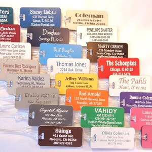 5 jumbo personalized custom engraved luggage tags 24 colors to choose from.