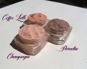 Semi-Matte Brown Vegan Mineral Eyeshadow Gift Set, Eco Friendly Earth Tones, Loose Pigments Cruelty-Free, Makeup Gift, Set of 3
