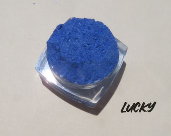 LUCKY - Bright Blue Shimmer Mineral Eyeshadow, Loose Pigments, Vegan Eco-Friendly Cruelty-free Mineral Eye Shadow