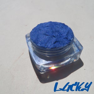 LUCKY Bright Blue Shimmer Mineral Eyeshadow, Loose Pigments, Vegan Eco-Friendly Cruelty-free Mineral Eye Shadow image 1