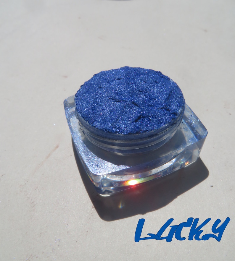 LUCKY Bright Blue Shimmer Mineral Eyeshadow, Loose Pigments, Vegan Eco-Friendly Cruelty-free Mineral Eye Shadow image 1