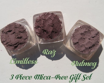 3 Piece Mica-Free Matte Mineral Eyeshadow  | Loose Pigments | Vegan Cruelty-Free Gift | Mineral Makeup Eye Shadow