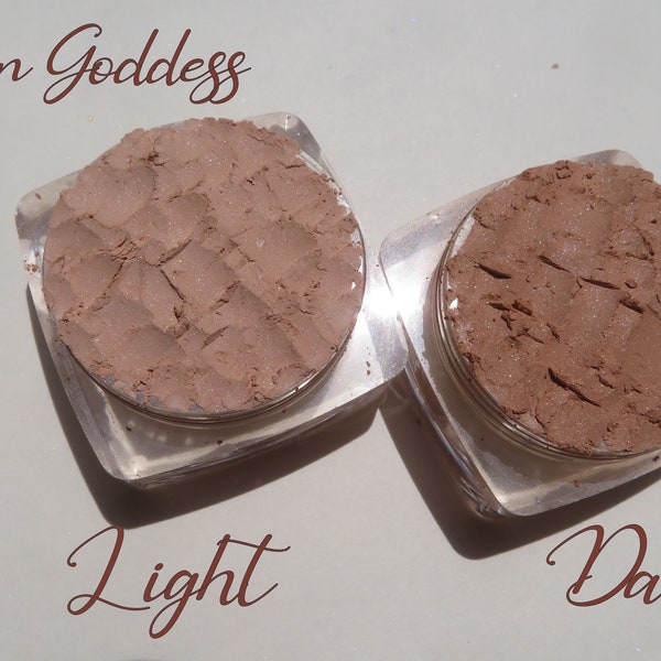 Soft Sheer Pale Brown Natural Mineral Bronzer, Vegan Loose Pigments Mineral Eye Shadow - Sun Goddess Bronzers - Pick Light or Dark