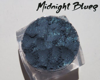 MIDNIGHT BLUES - Shimmer Navy Blue Loose Powder Mineral Eyeshadow or Eyeliner, Vegan, Mineral Makeup Eye Shadow