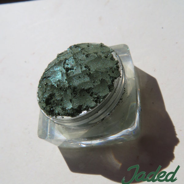 JADED - Dark Green Shimmer Mineral Eyeshadow, Loose Pigments, Vegan Mineral Makeup Green Eye Shadow