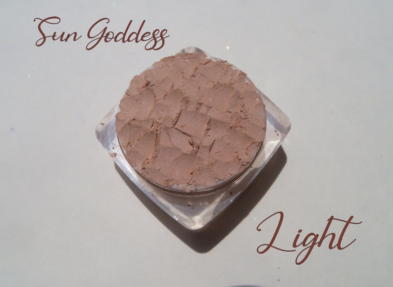 Soft Sheer Pale Brown Natural Mineral Bronzer, Vegan Loose Pigments Mineral Eye Shadow Sun Goddess Bronzers Pick Light or Dark image 2