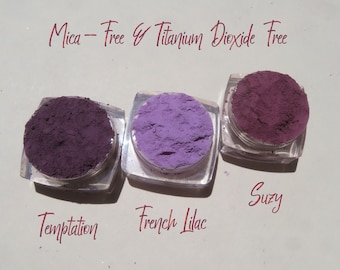 Matte Purple Mineral Eyeshadow Set: Mica & Titanium Dioxide Free, Vegan
