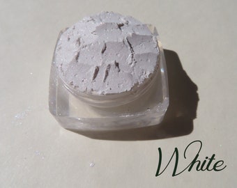 WHITE - Soft Loose Powder Shimmer White Mineral Eyeshadow, White Highlighter Base, Vegan Mineral Eye Shadow