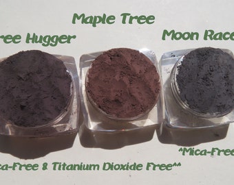 Dark Matte Mineral Eyeshadows Gift Set Mica-Free & Titanium Dioxide Free / 1 Mica-Free Loose Powder Vegan Cruelty-Free Mineral 3 Piece Gift
