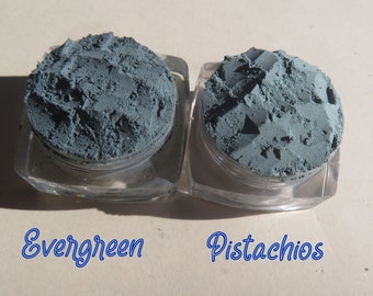 Matte Green Loose Pigment Mineral Eyeshadows Gift Set, Pistachios & Evergreen, Cruelty Free, 2-Piece Gift Set