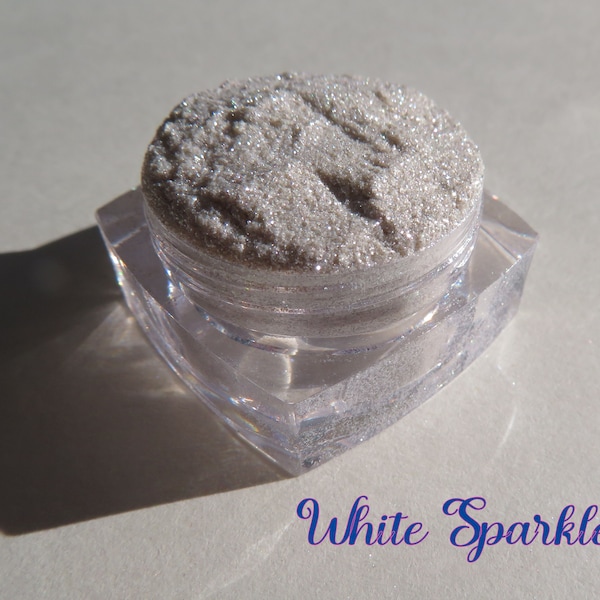 WHITE SPARKLE - Sparkly White Fine Eye Glitter Shimmer Mineral Eyeshadow, Loose Pigments, Vegan Handcrafted Eye Makeup Highlighter