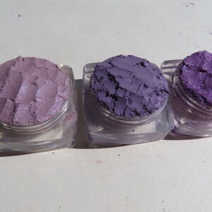 3 Piece Purple Mineral Eyeshadows Gift Set Shimmers, Loose Pigments, Vegan Mineral Medium Shimmer/Sparkle Eyeshadows Set2 image 4