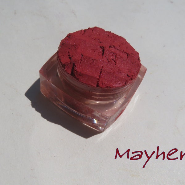 MAYHEM - Vegan Red Shimmer Mineral Loose Pigments Eyeshadow, Carmine-Free Cruelty-free, Eco-Friendly Pure Mineral Eye Shadow