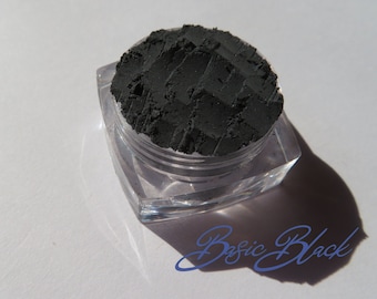 BASIC BLACK - Matte Black Loose Powder Eco Friendly Eyeliner/Mineral Eyeshadow, Vegan Loose Pigment Mineral Eye Shadow