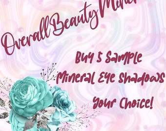 Buy Any Five Loose Mineral Eyeshadow Samples, Cruelty-Free, Pure Vegan Mineral Eye Shadows, Makeup Gifts, Wedding Gifts, Your Choice
