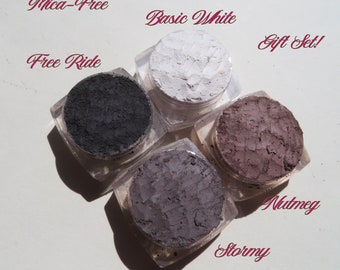 Mica-Free Mineral Eyeshadow Makeup 4 Piece Gift Set, Loose Vegan Mineral Eye Shadows, Birthday Gift, Gift For Teens