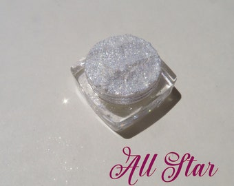 ALL STAR -  Super Sparkly White Gold Fine Eye Glitter Shimmer Mineral Eyeshadow, Loose Pigments, Vegan Handcrafted Eye Makeup/Highlighter
