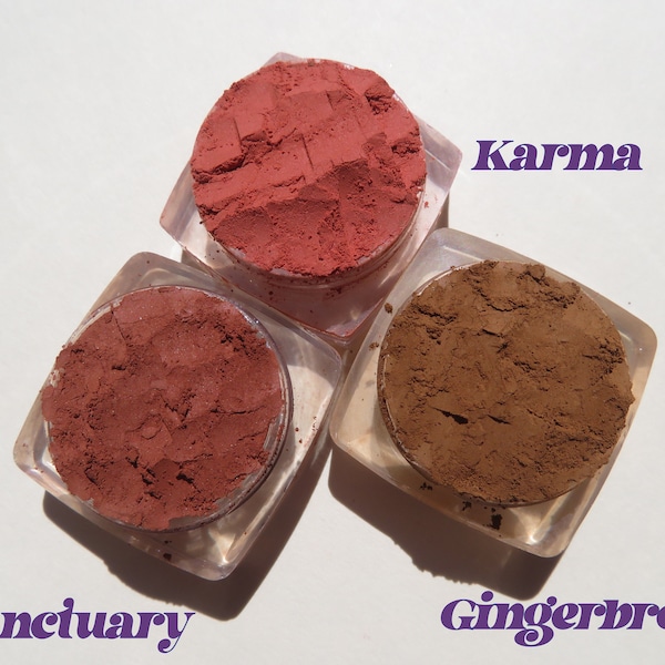 Red & Browns Matte Gift Set - Red Brown Vegan Mineral Eyeshadow Gift Set, Eco Friendly, Loose Pigments Cruelty-Free Makeup Gift Set of three