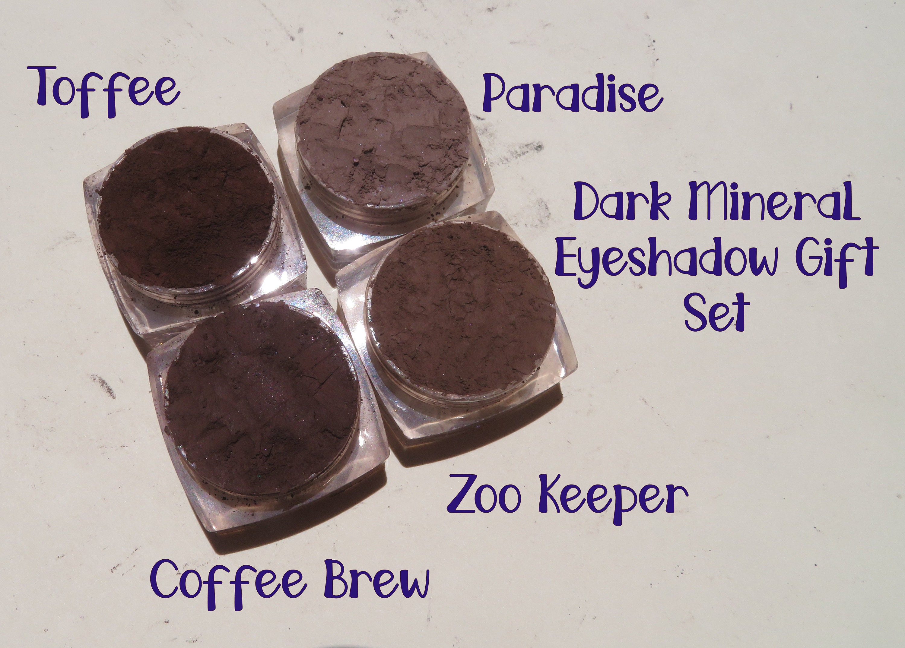 Dark Matte Brown Mineral Eyeshadow Makeup Gift Set: Vegan Eye Shadows
