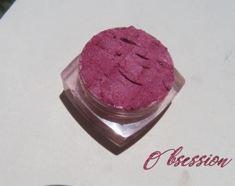 OBSESSION - Fard à paupières minéral végétalien scintillant rose foncé, pigments libres sans cruauté, ombre à paupières minérale pure