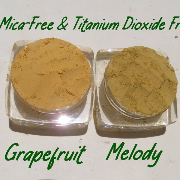 Yellow Matte Mineral Eyeshadow Mica-Free & Titanium Dioxide Free Grapefruit / Melody Vegan Loose Powders, 2 Piece Gift Set