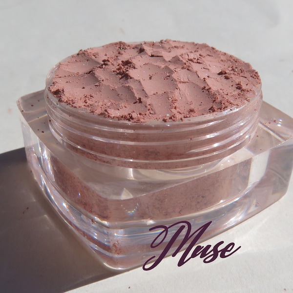 MUSE - Warm Mauve Semi-Matte Loose Powder Mineral Blush, Carmine Free, Cruelty-Free Mineral Loose Pigments, Blush or Eye Shadow