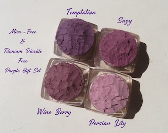 Purple Matte Mineral Eyeshadow Set: Mica-Free, Titanium Dioxide Free
