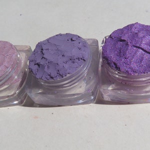 3 Piece Purple Mineral Eyeshadows Gift Set Shimmers, Loose Pigments, Vegan Mineral Medium Shimmer/Sparkle Eyeshadows Set2 image 6