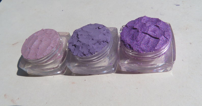 3 Piece Purple Mineral Eyeshadows Gift Set Shimmers, Loose Pigments, Vegan Mineral Medium Shimmer/Sparkle Eyeshadows Set2 image 6