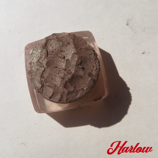 HARLOW - Dark Brown With Green Gold Shimmers Mineral Eye Shadow, Loose Pigments, Cruelty Free Vegan Mineral Eyeshadow