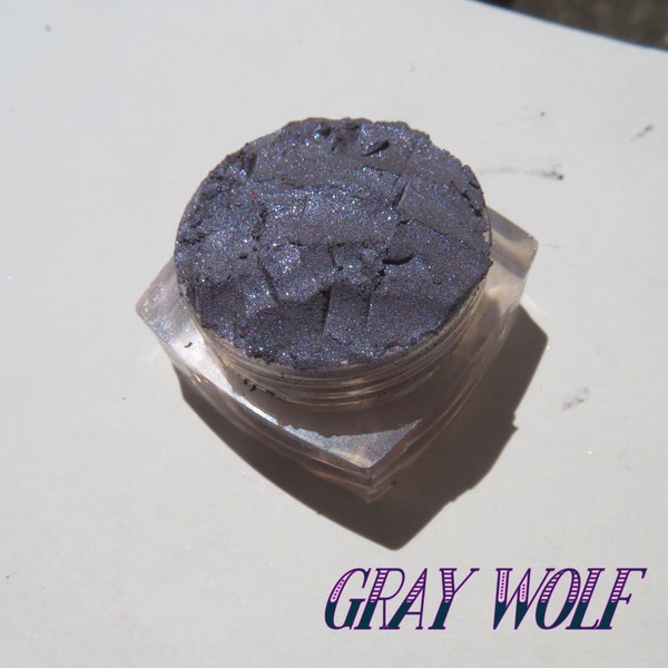 GRAY WOLF - Smoky Gray Blue Shimmer, Loose Pigments, Mineral Eyeshadow, Cruelty Free, Pure Vegan Mineral Eye Shadow