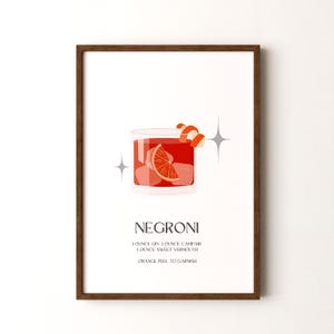 Impresión de cóctel, póster vertical enmarcado o sin marco de Negroni