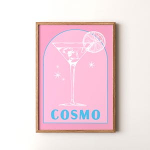 Impresión de cóctel, póster vertical Cosmo enmarcado o sin marco