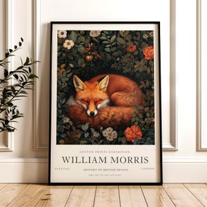 Stampa di William Morris, motivo volpe, poster verticale con cornice o senza cornice