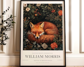 William Morris Print, Fox Pattern Framed or Unframed Vertical Poster