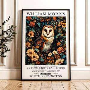 William Morris Print, Owl Pattern Framed or Unframed Vertical Poster