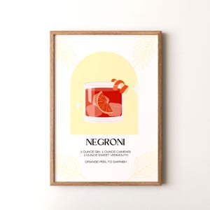 Impresión de cóctel, póster vertical enmarcado o sin marco de Negroni