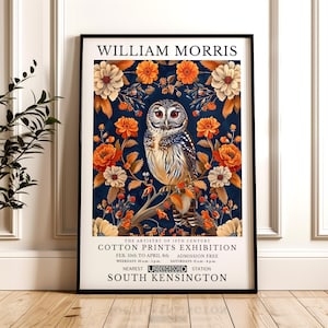 William Morris Print, Owl Pattern Framed or Unframed Vertical Poster