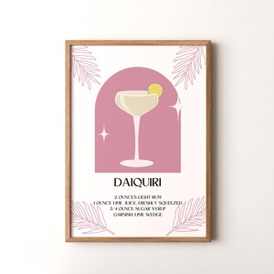 Impresión de cóctel, póster vertical enmarcado o sin marco de daiquiri