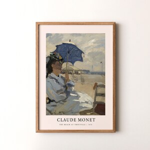Claude Monet  Print, The Beach at Trouville Framed or Unframed Vertical Poster