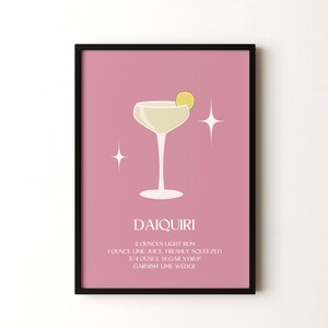 Impresión de cóctel, póster vertical enmarcado o sin marco de daiquiri