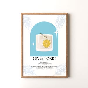 Impresión de cóctel, póster vertical enmarcado o sin marco de gin-tonic