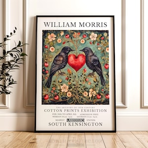 William Morris Print, Love Bird Pattern Framed or Unframed Vertical Poster