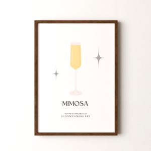 Impresión de cóctel, póster vertical enmarcado o sin marco de mimosa
