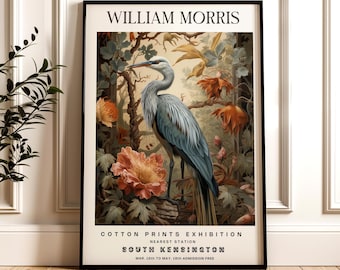 William Morris Print, Heron Pattern Framed or Unframed Vertical Poster