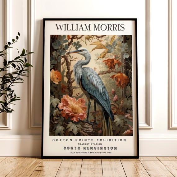 Poster Toile William Morris – Style Pigeon – Déco Chambre, Bureau – 20 X 30 Cm – Impression Haute Qualité