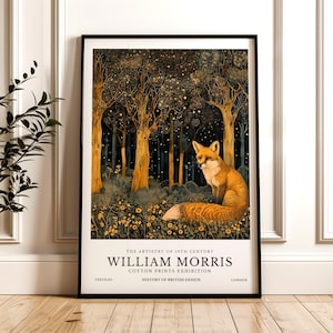 William Morris Print, Fox Pattern Framed or Unframed Vertical Poster